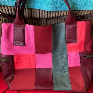Fossil Emerson leather patchwork shoulder bag